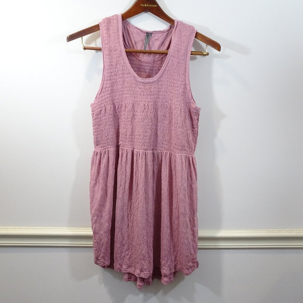 Anthropologie Pink Sleeveless Dress Tunic Size M Ruched Textured Sweet Feminine